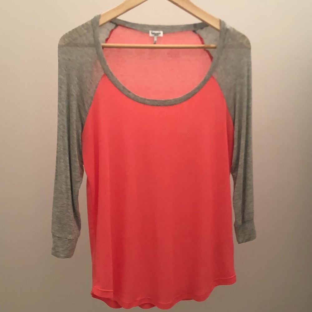 Splendid Pink+ Grey 3/4 baseball tee